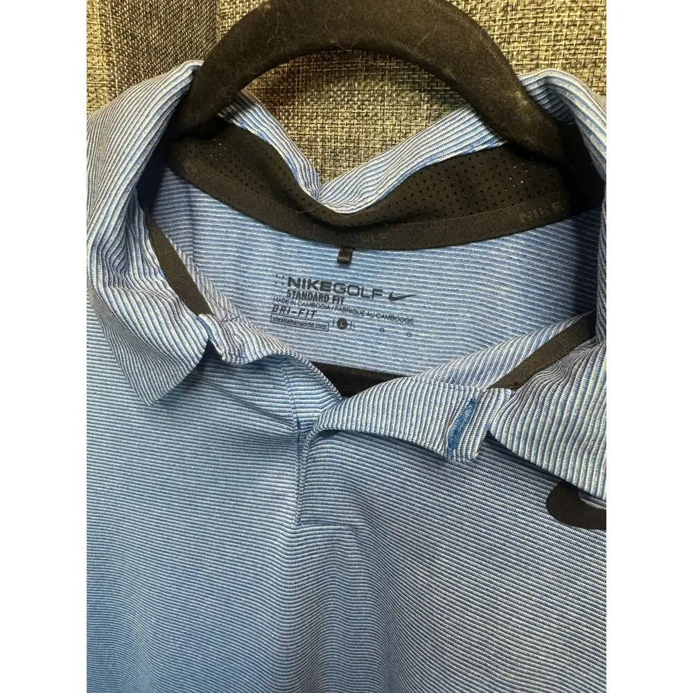 Nike Golf Dri-FIT Polo Shirt Men’s Large Blue Striped Langdon Farms Golf Club